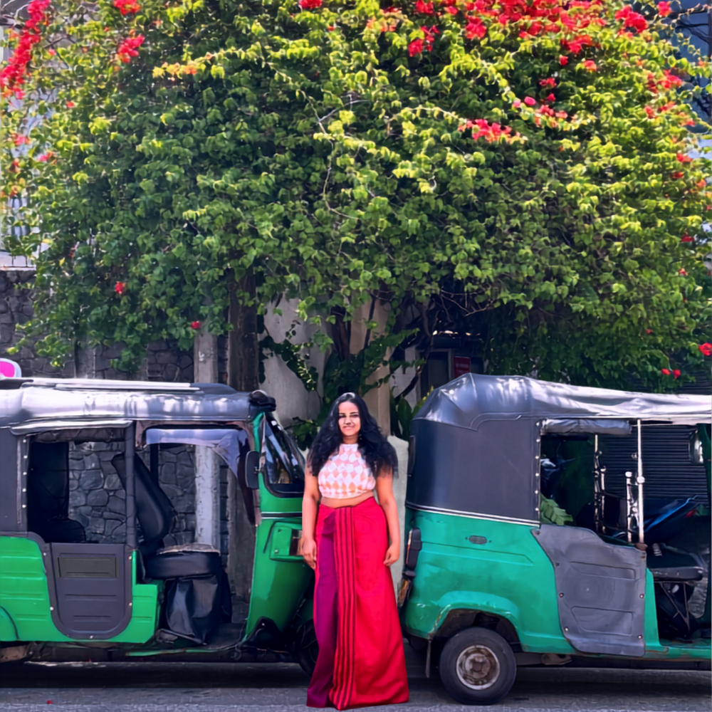 Red And Pink Striped Lungi