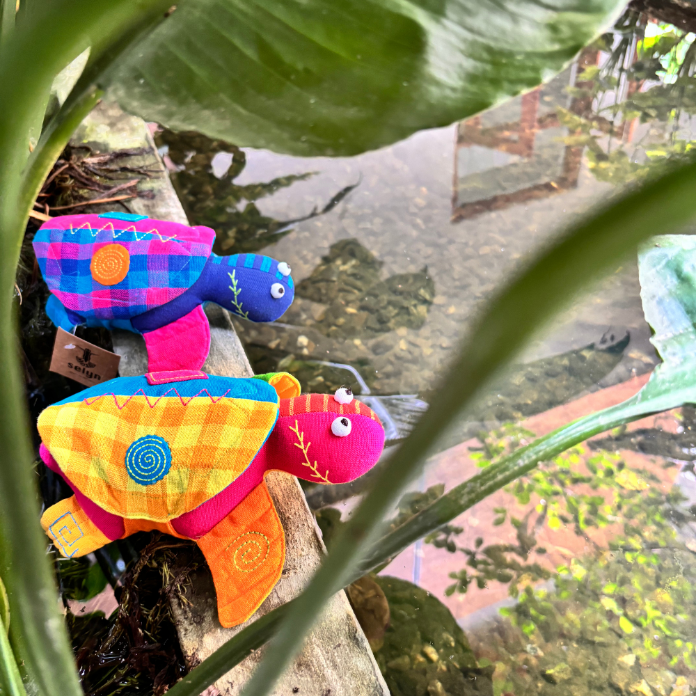 Yellow, Blue And Pink Patchwork Turtle