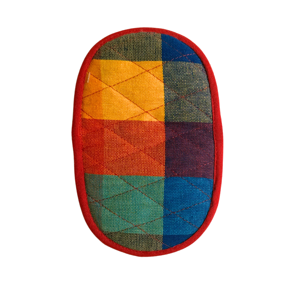 Blue And Yellow Patchwork Handloom Pot Holder