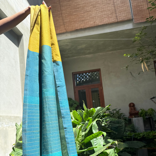 Dark Yellow Blue And Green Mixed Shawl