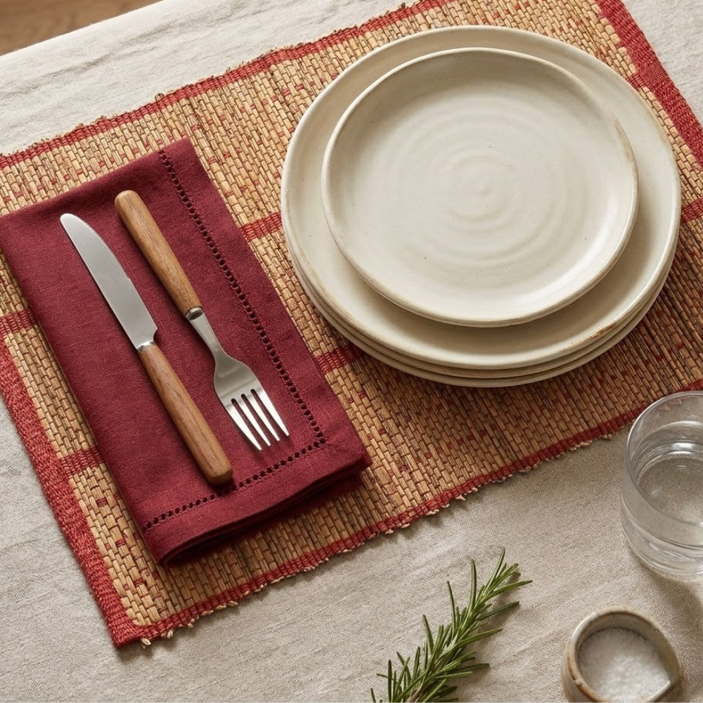 Maroon Red Reed Table Mat