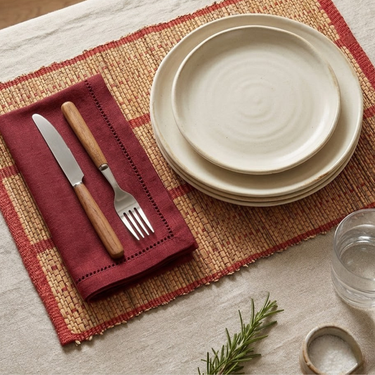 Maroon Red Reed Table Mat