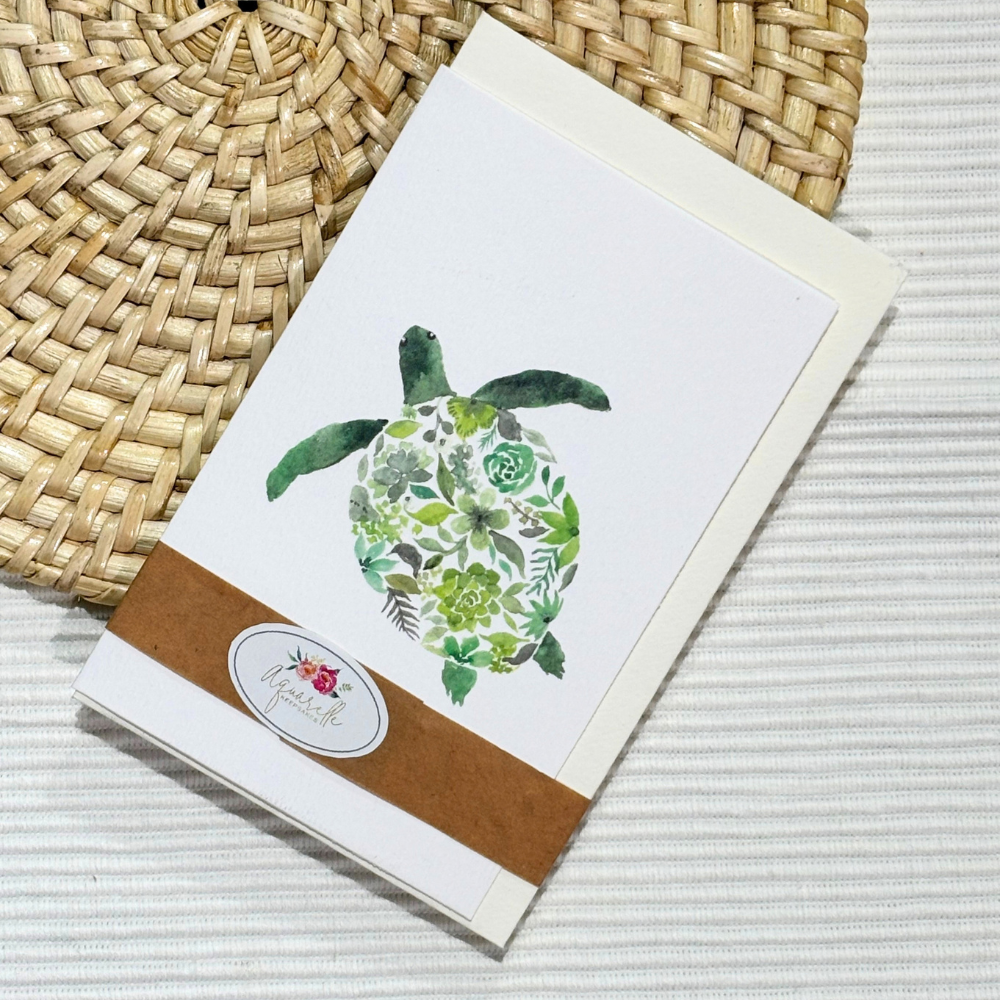 Green Turtle Greeting Card with Envelope