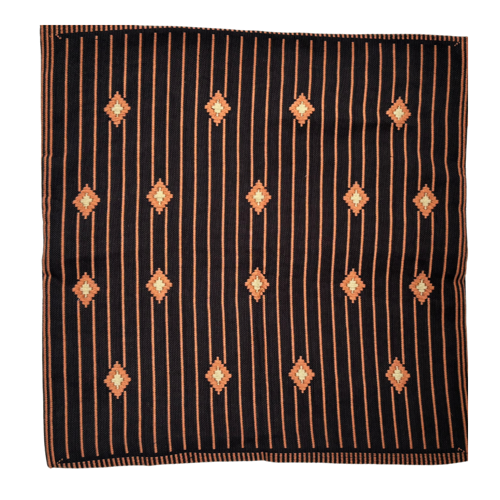 Orange And Black Dumbara Cushion Cover | 18 x 18 Inches