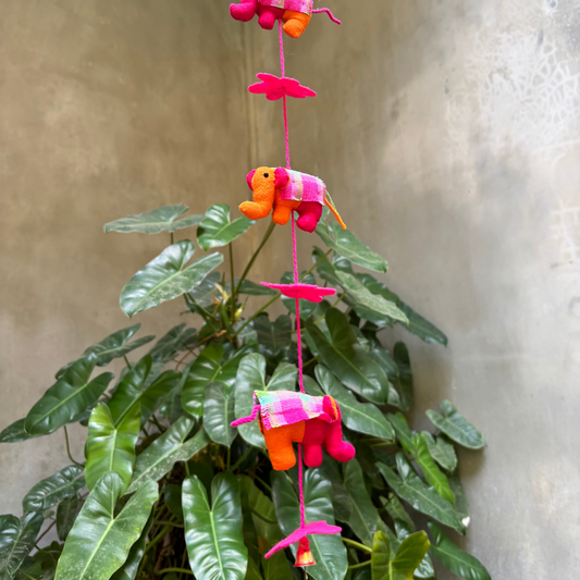 Pink And Orange Ethnic Eli Elephant Wall Hanging