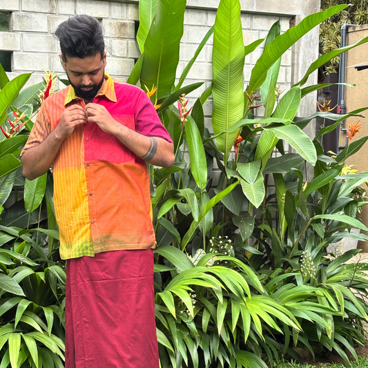Multicolor Striped Handloom Shirt | Large Size