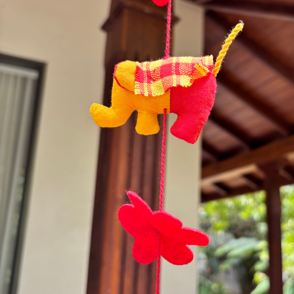 Red And Yellow Ethnic Eli Elephant Wall Hanging
