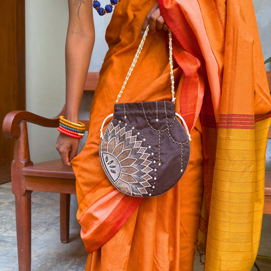 Dark Brown Saree Pouch