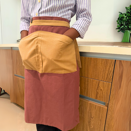 Brown And Dark Yellow Half Apron