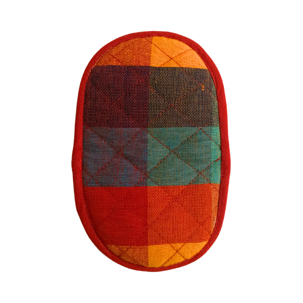 Blue And Yellow Patchwork Handloom Pot Holder