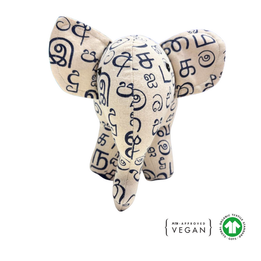 Alphabet Elephant Plush Toy – Sinhala & Tamil Letters | Small Size | Handloom Cotton