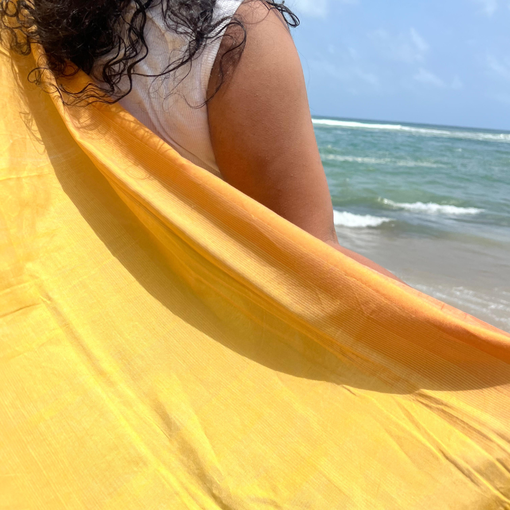Yellow And Orange Cotton Handloom Shawl