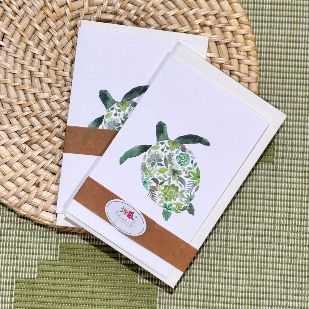 Green Turtle Greeting Card with Envelope