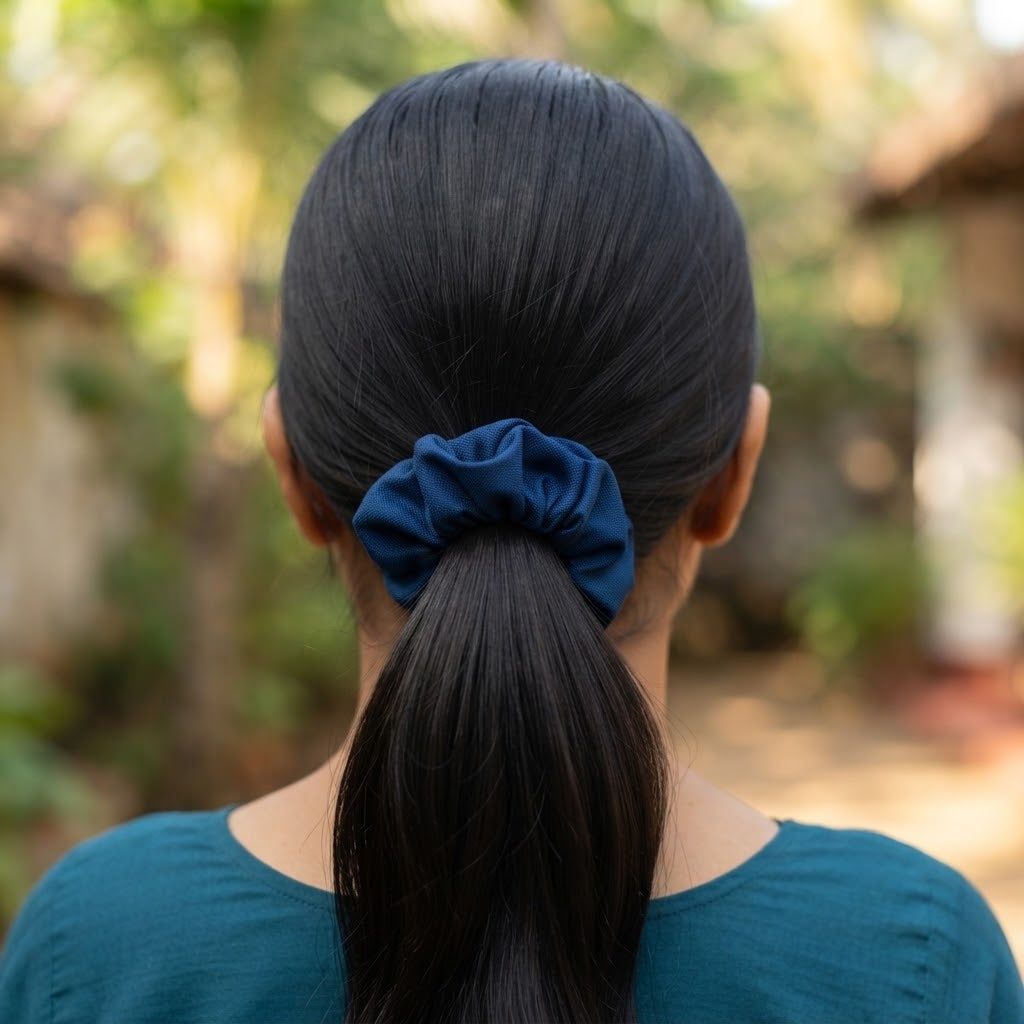 Blue Handloom Scrunchie