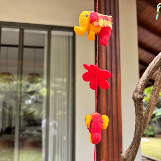 Red And Yellow Ethnic Eli Elephant Wall Hanging