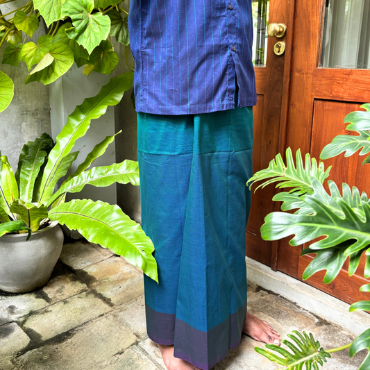Blue and Dark Purple Striped Handloom Sarong