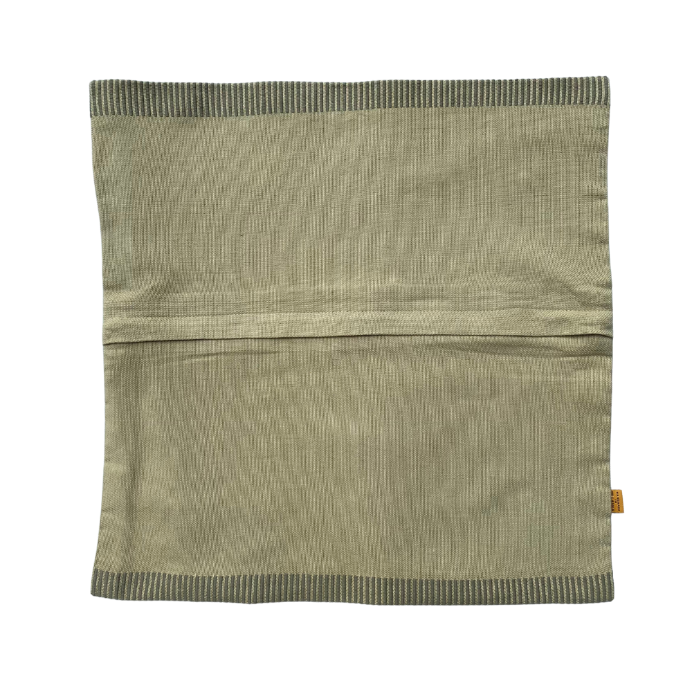 Yellow , Ash And Dull Green border Dumbara Cushion Cover | 18 x 18 Inches