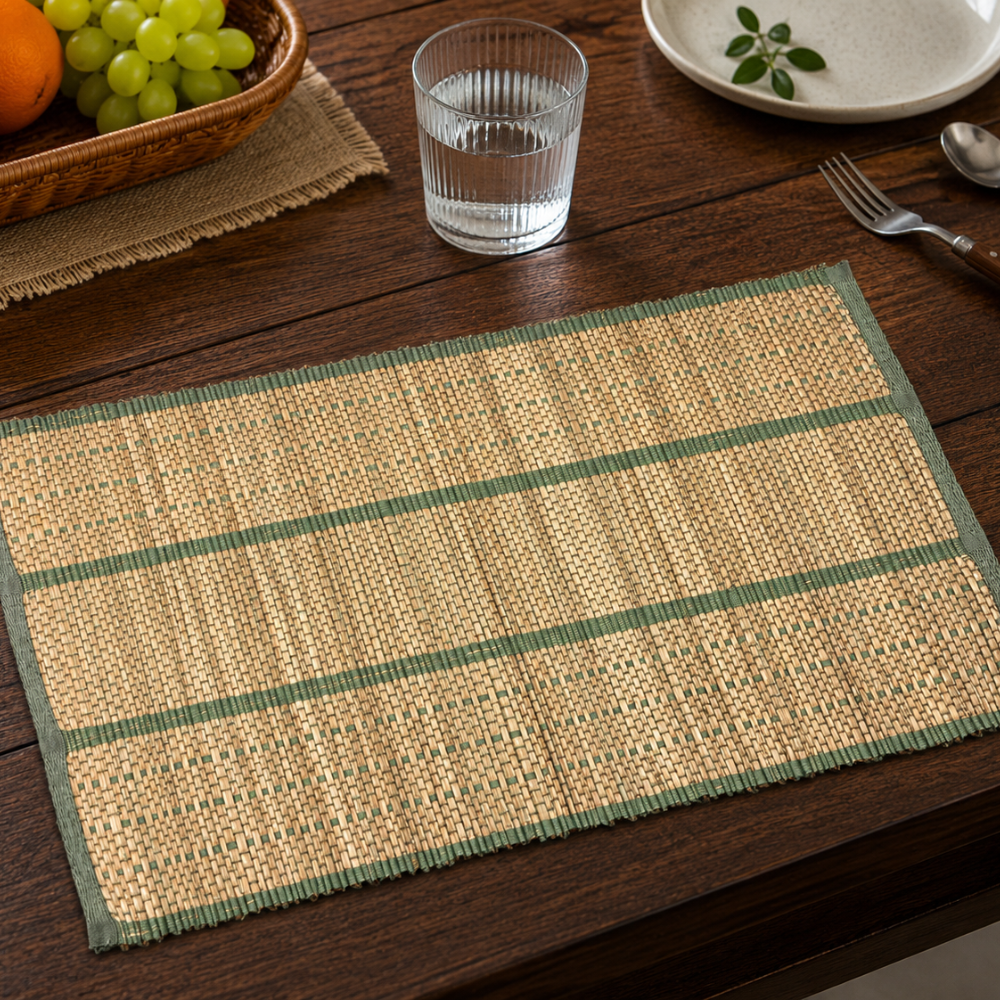 Dark Green Reed Table Mat