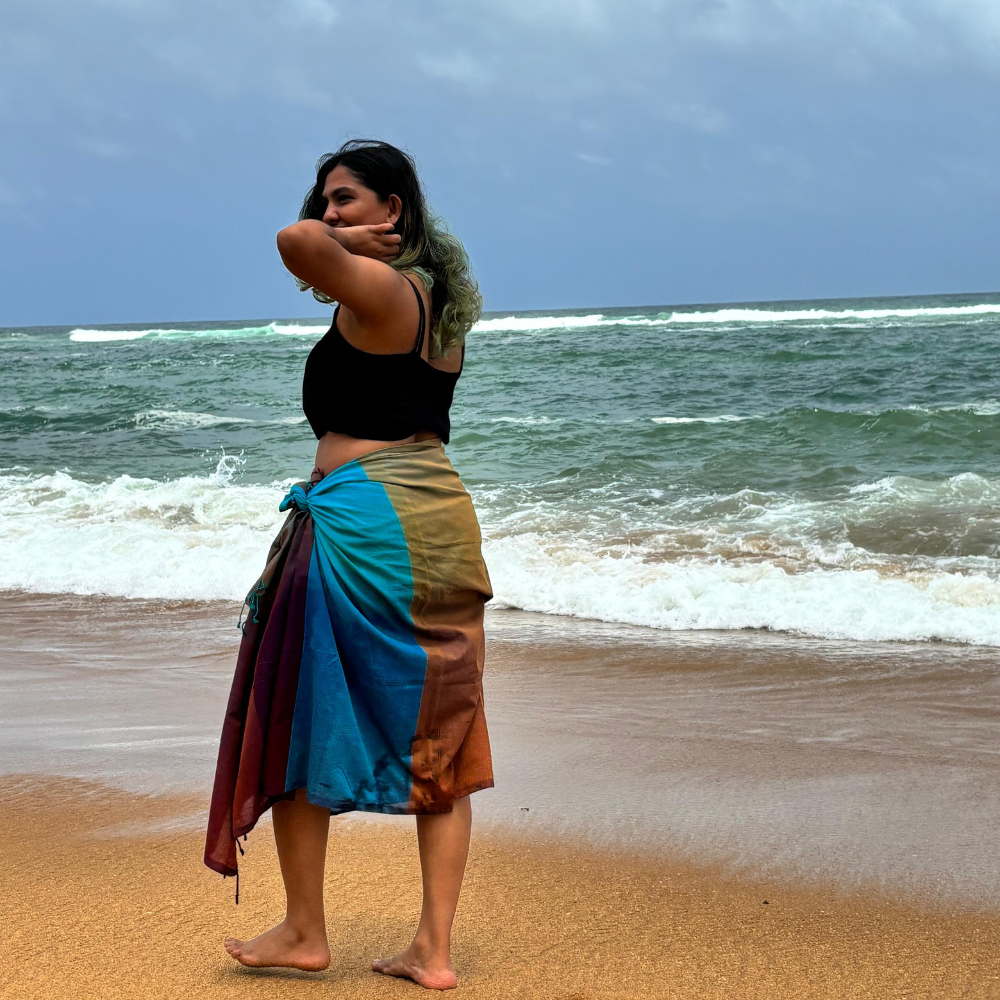 Turquoise & Magenta Cotton  Handloom Beach Wrap