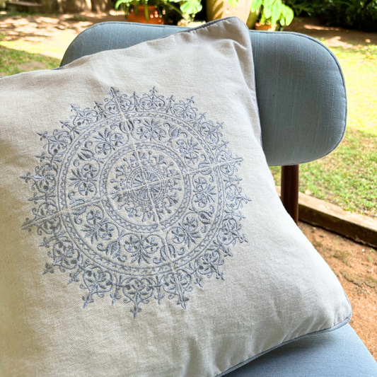 Ash Dumbara Mandala Cushion Cover| 18 x 18 Inches
