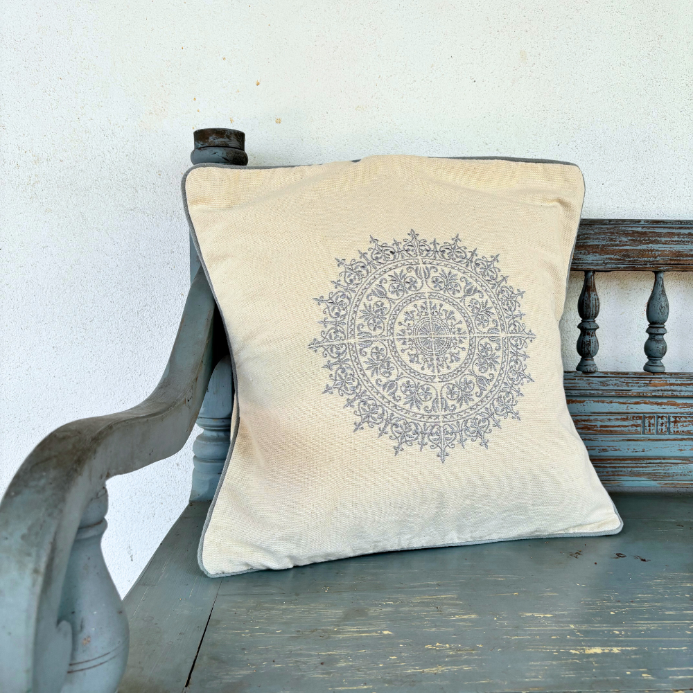 Ash Dumbara Mandala Cushion Cover| 18 x 18 Inches