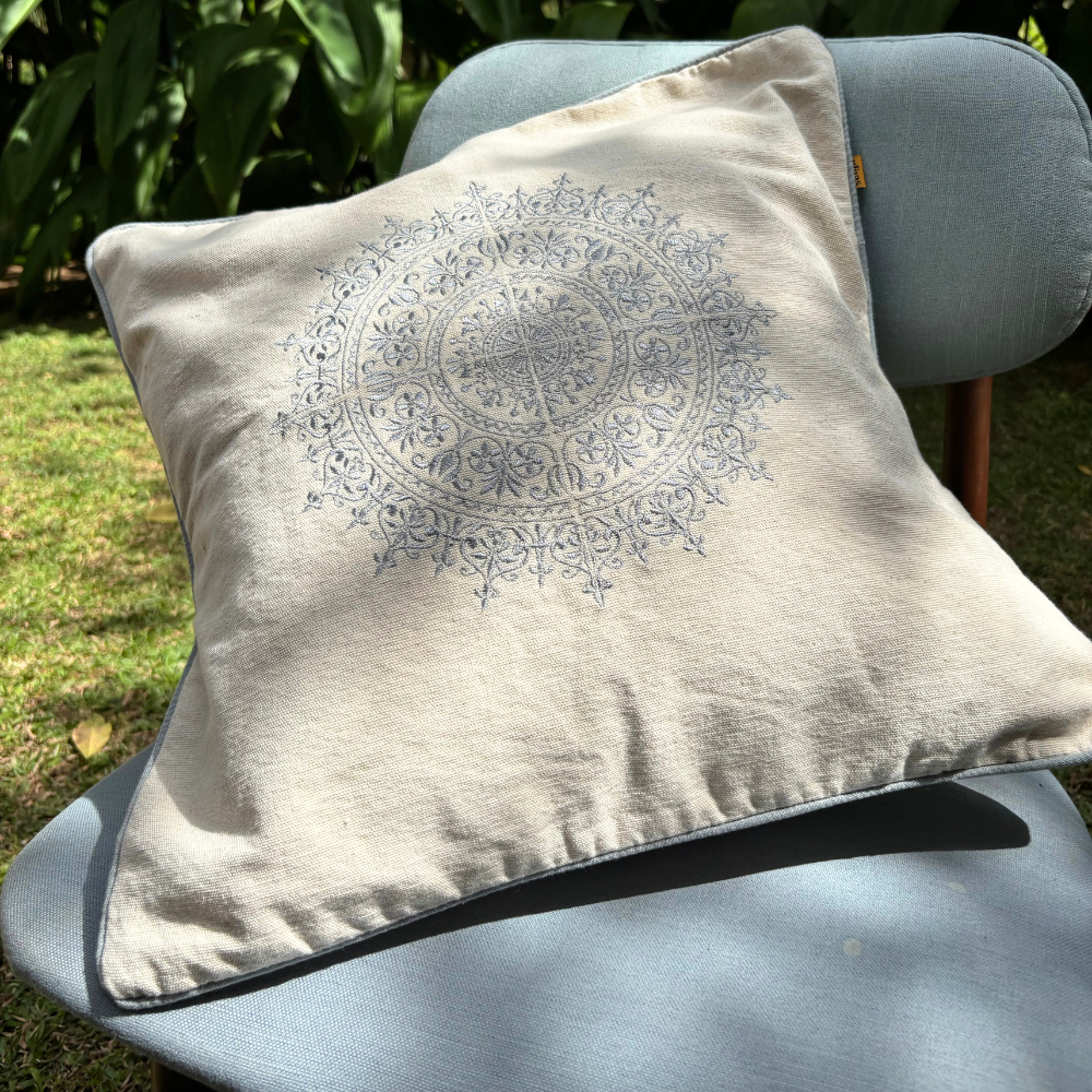 Ash Dumbara Mandala Cushion Cover| 18 x 18 Inches