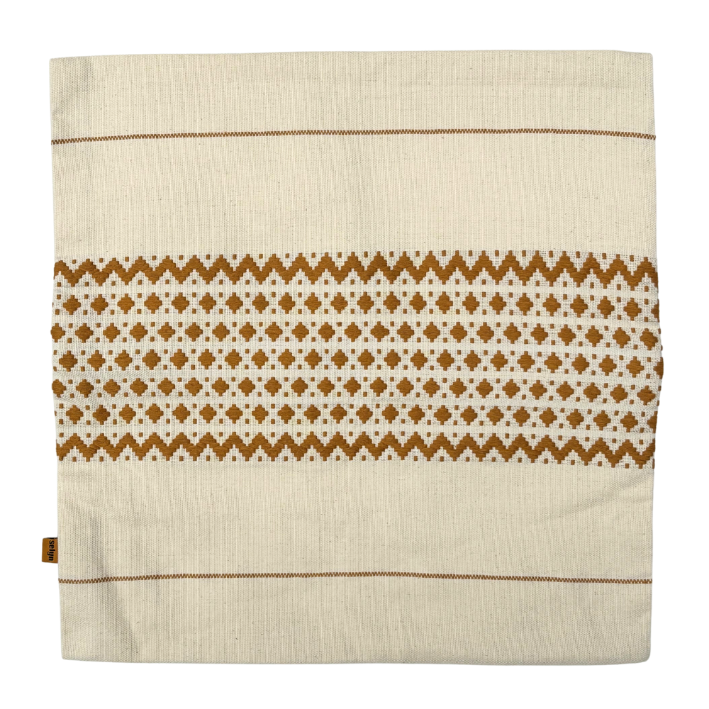 Yellow Pattern Dumbara Cushion Cover| 18 x 18 Inches