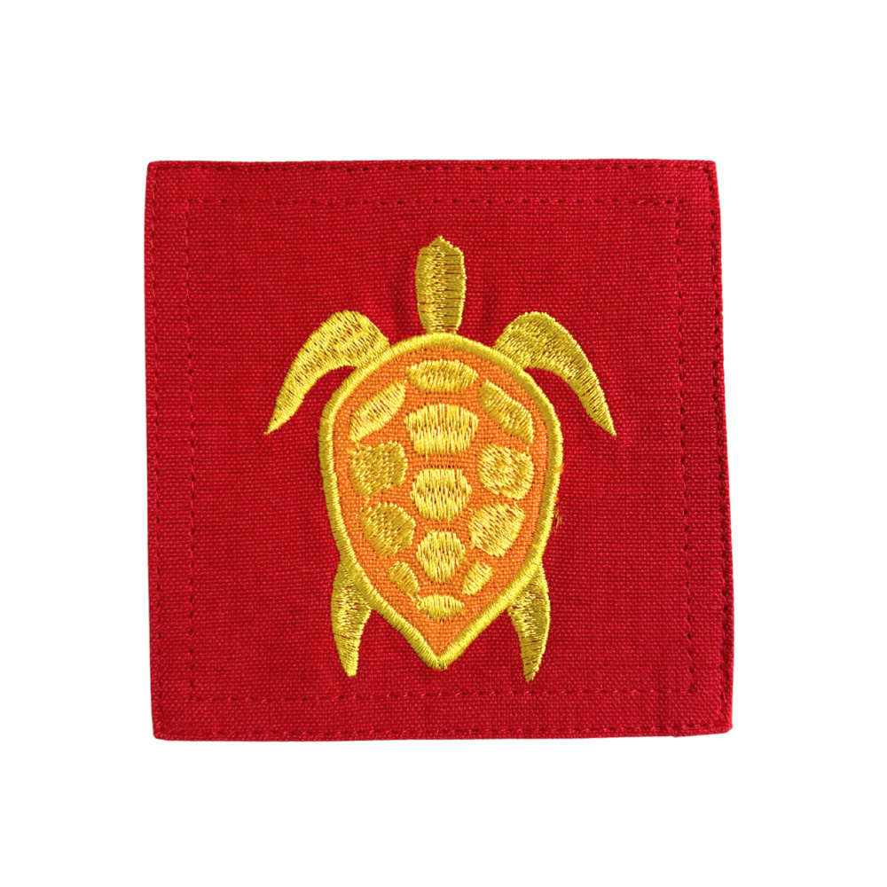 Yellow Turtle Embroidered Coasters
