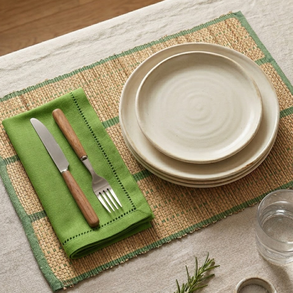 Dark Green Reed Table Mat