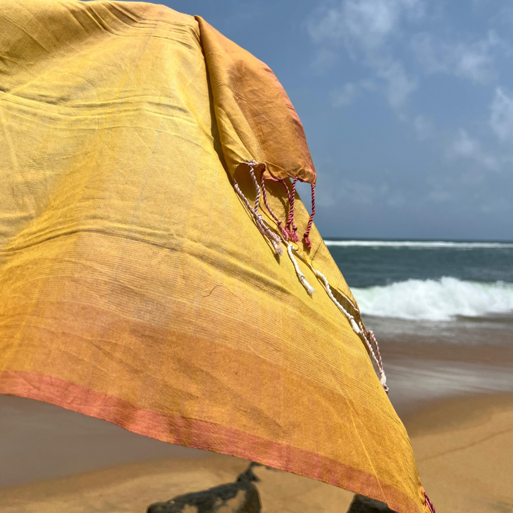 Light Pink And Mustard Cotton Handloom Shawl