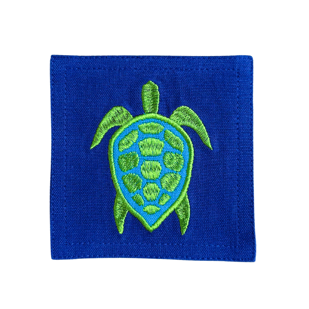 Green Turtle Embroidered Coasters