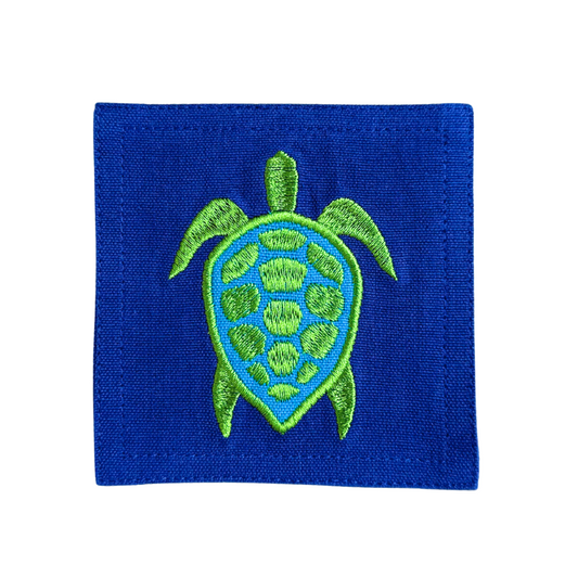 Green Turtle Embroidered Coasters
