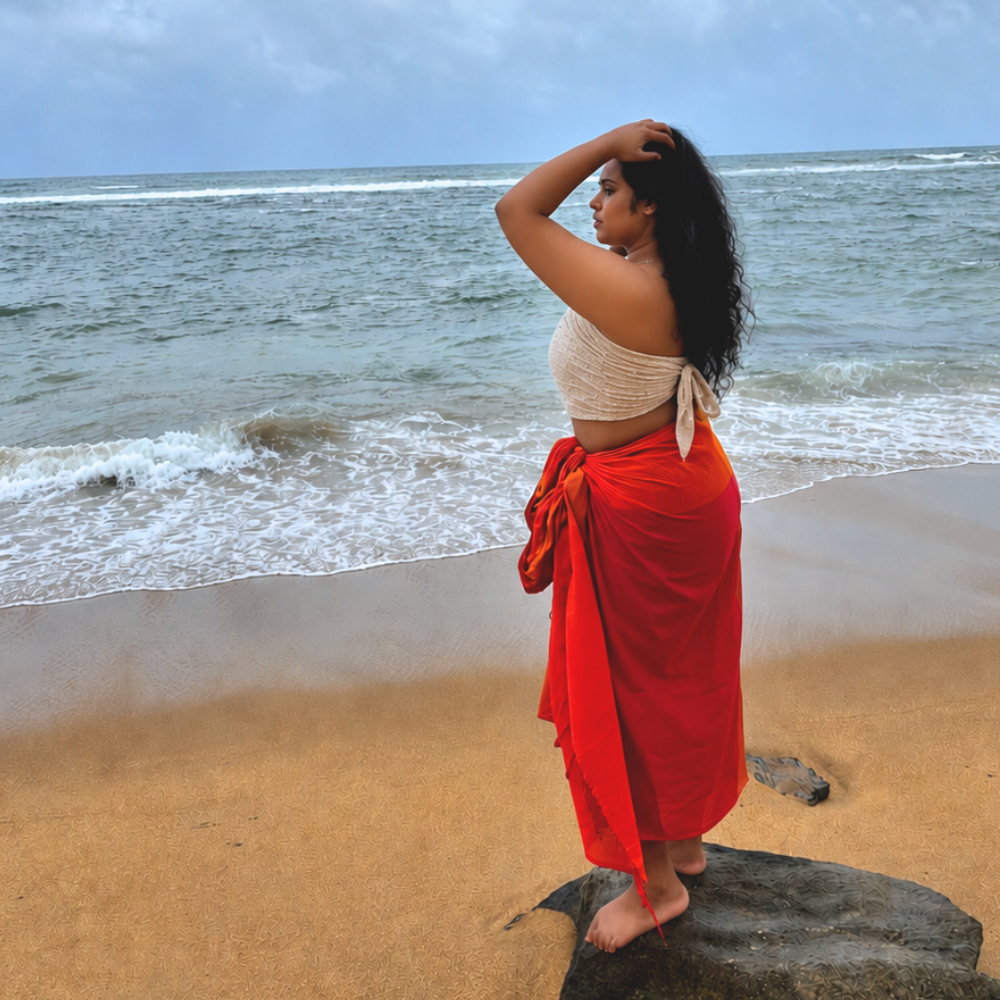 Orange & Pink Cotton Handloom Beach Wrap