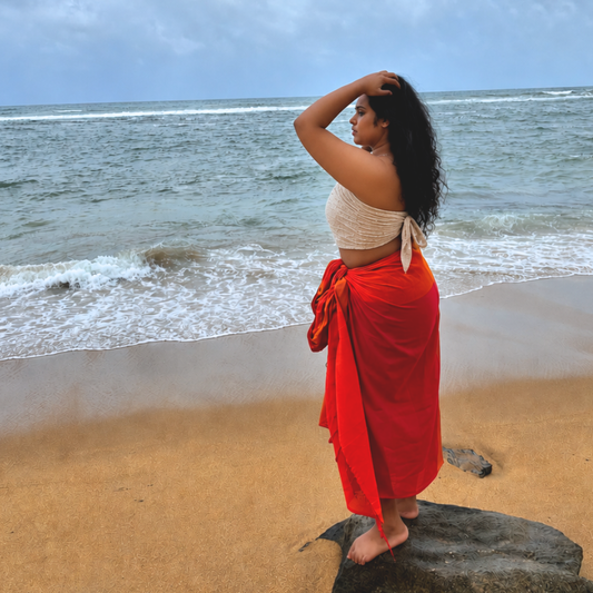 Orange & Pink Cotton Handloom Beach Wrap