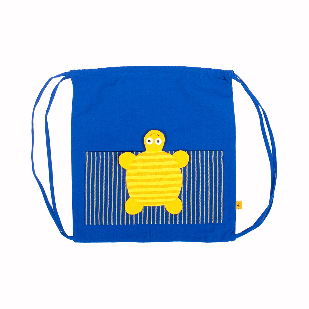 Blue Turtle Handloom Drawstring Bag