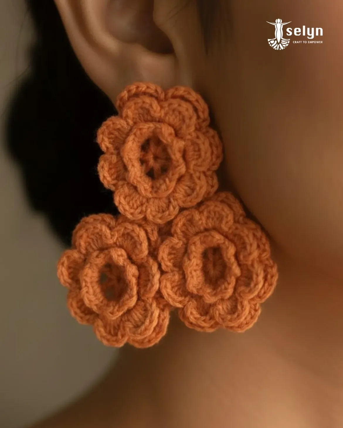 Orange Crochet Earrings