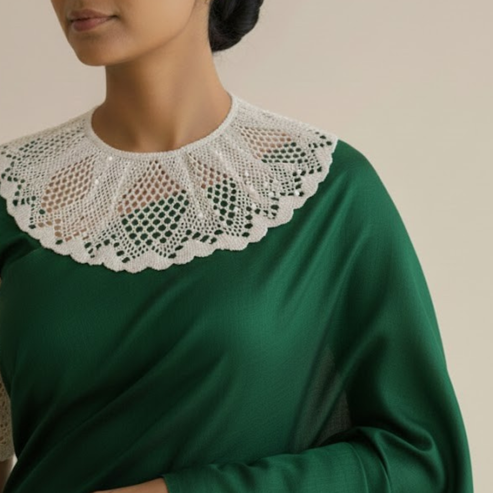 Off White Beeralu Lace Collar Design -1