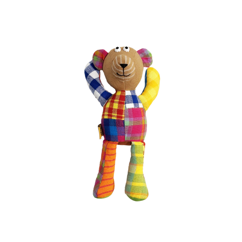 Small Size Handloom Patchwork Bear Soft Toy | Small Size