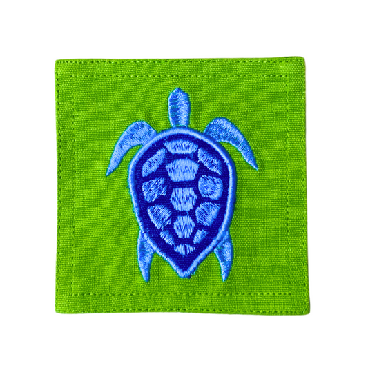 Blue Turtle Embroidered Coasters