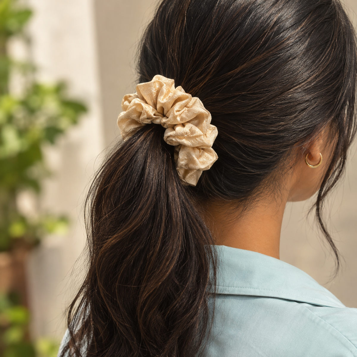  Light Golden Beige Handloom Scrunchie